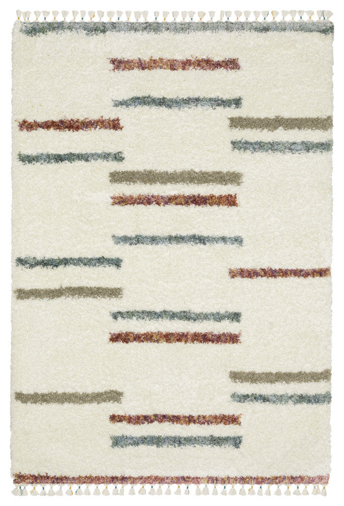 Aurora Geo Stripe Ivory/Multi Indoor Area Rug, Ivory, 7'10" x 10'10"
