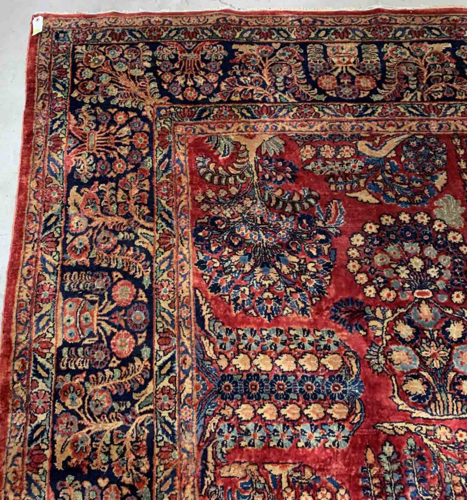 Handmade Antique Persian Sarouk Rug, 9.1'x11.6', 277cmx353cm 1920s