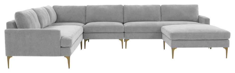 Serena Gray Velvet Large Chaise Sectional
