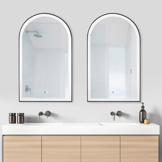 Estartit Oval LED Wall Mount Mirror, Brushed Black, 24" W X 40" H