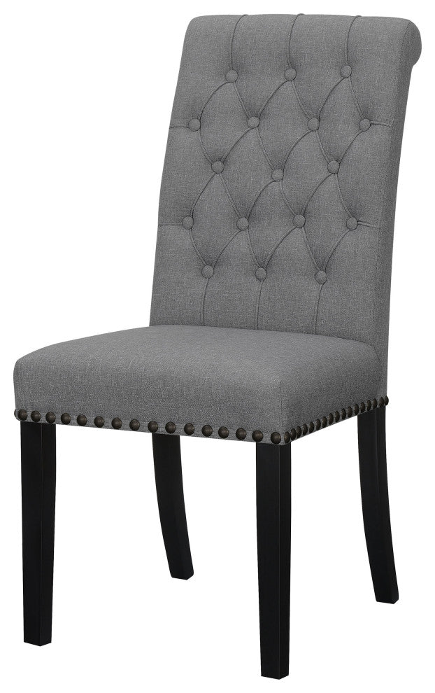Alana Fabric Upholstered Dining Side Chair Grey, Set of 2