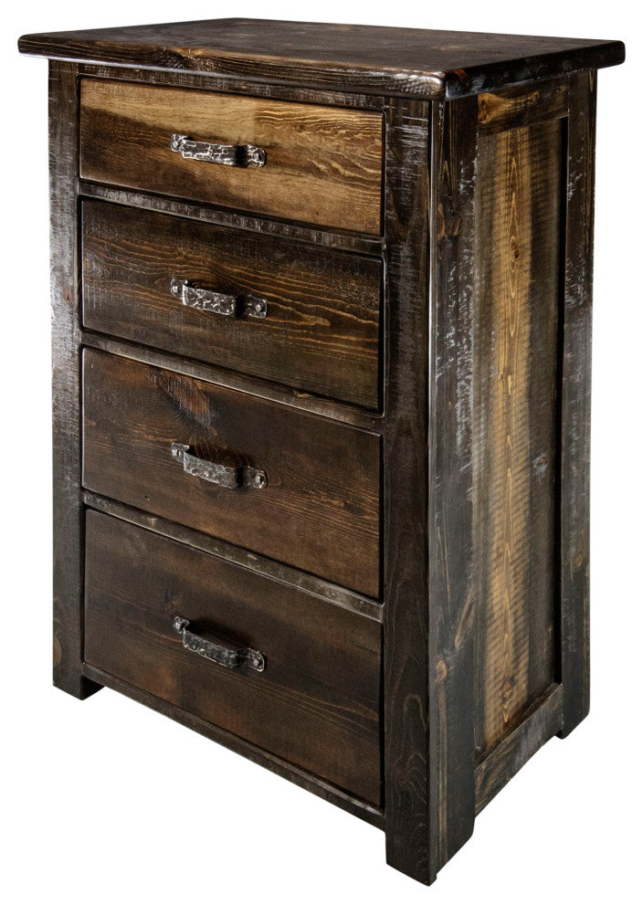 Big Sky Collection Rugged Sawn 4 Drawer Chest of Drawers, Jacobean Stain