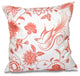 Traditional Bird Floral, Floral Print Pillow, Coral, 18"x18"