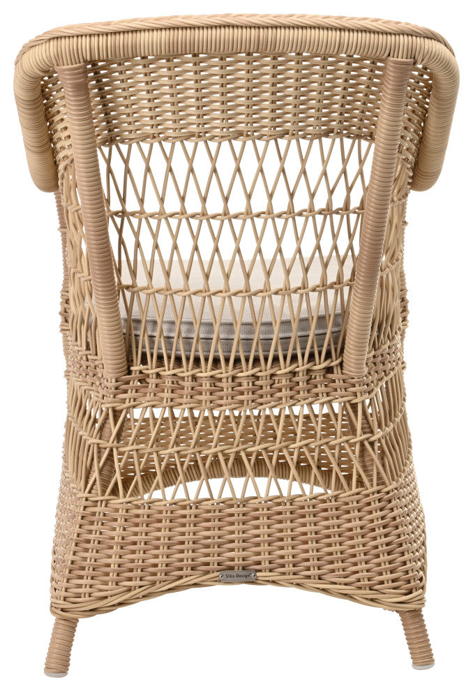 Charlot Chair With Cushion, Natural Finish, Sailcloth Seagull Upholstery