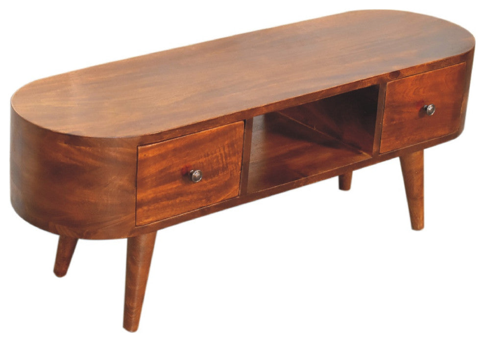 Chestnut Round Open Media Unit