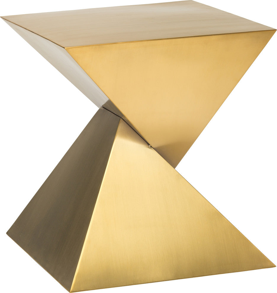 Giza Side Table, Brushed Gold Stainless Steel End Table, Modern Accent Table