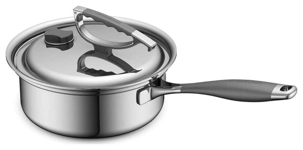 3-Qt. Tri-Ply Stainless Steel Sauce Pan With Rim Latch