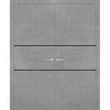 Solid French Double Doors 64 x 96 | Planum 0014 Concrete with