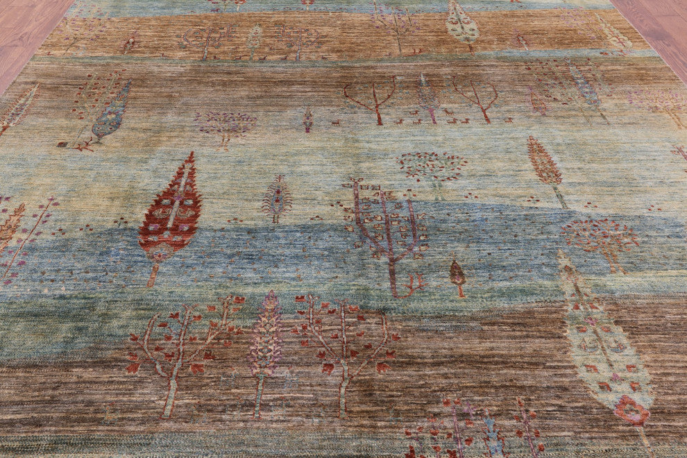 Hand Knotted Tribal Persian Gabbeh Wool Rug 9' 0" X 11' 10" Q5324