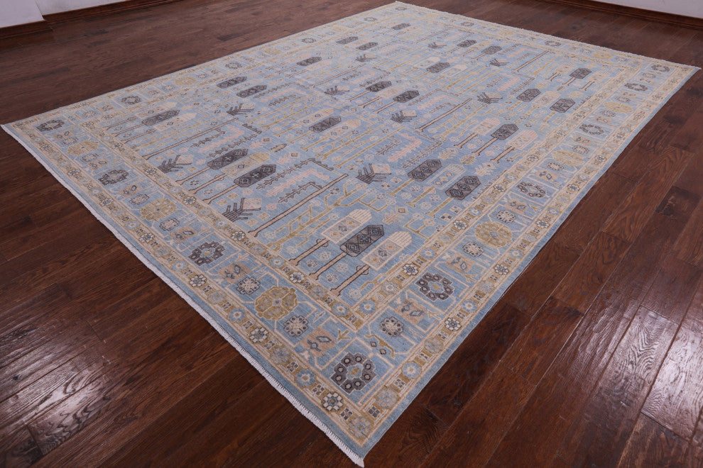 9' 1" X 12' 3" Peshawar Hand-Knotted Wool Rug Q5880