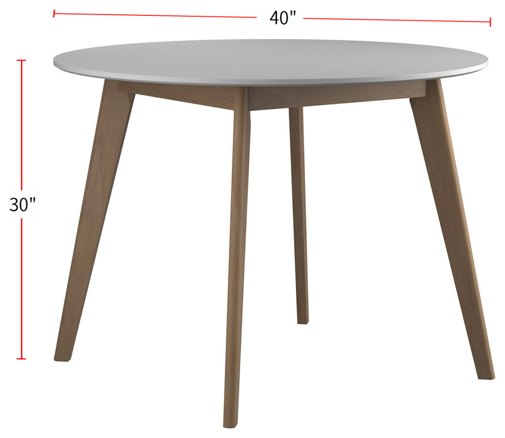 Two-tone Round Dining Table, White and Natural