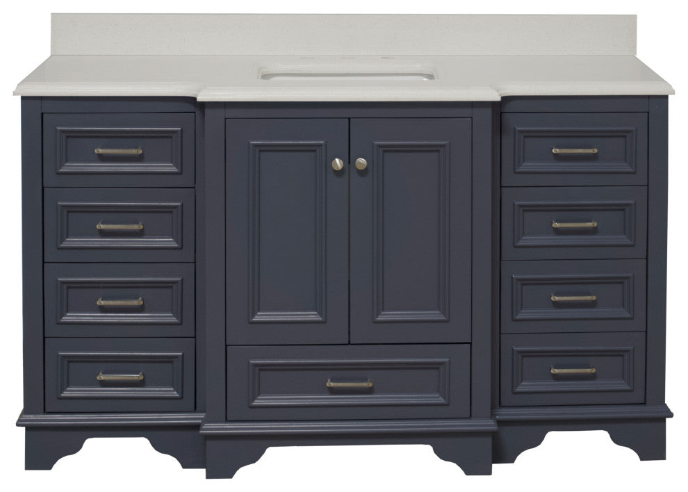 Nantucket 60" Bath Vanity, Marine Gray, Quartz, Single Vanity