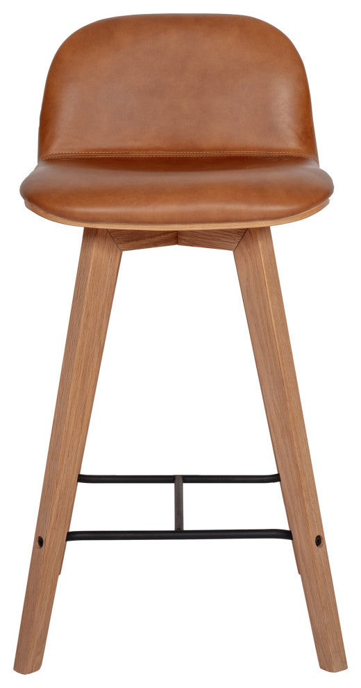Scandinavian Napoli Leather Counter Stool Tan - Brown