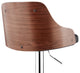 Asher Adjustable Faux Leather and Metal Bar Stool, Black and Chrome