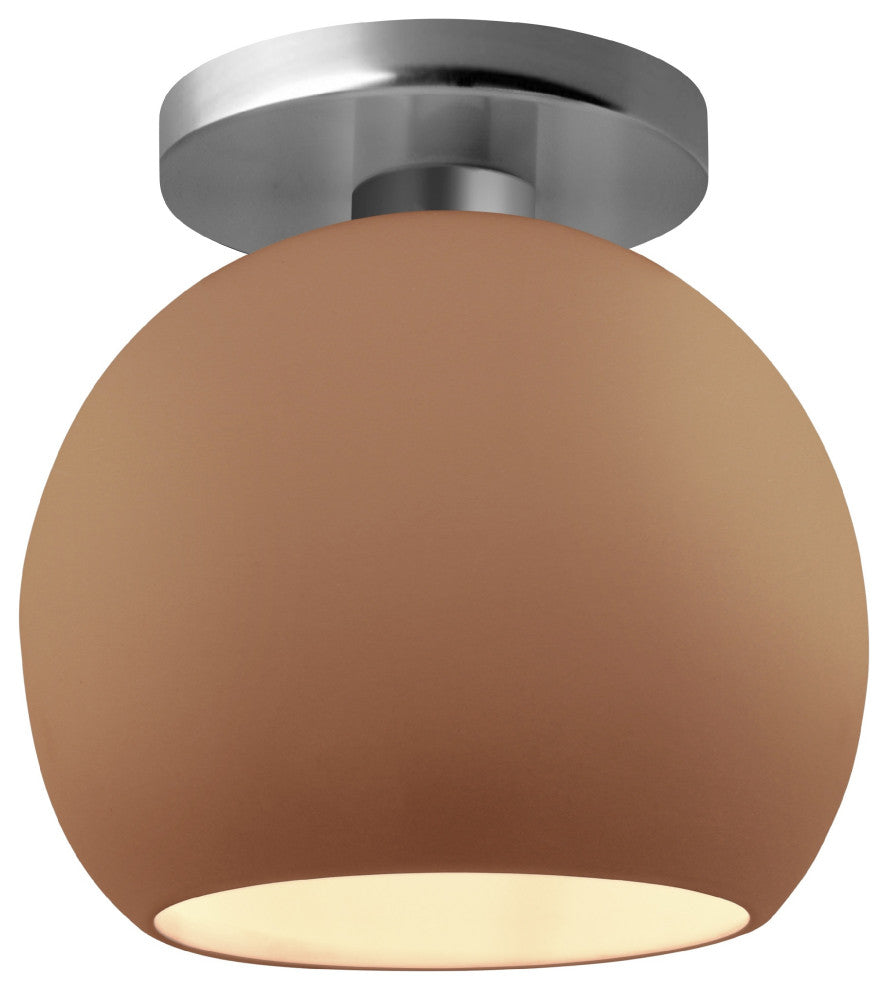 Radiance Medium Globe Semi-Flush, Adobe Frame, Brushed Nickel Metal, Standard