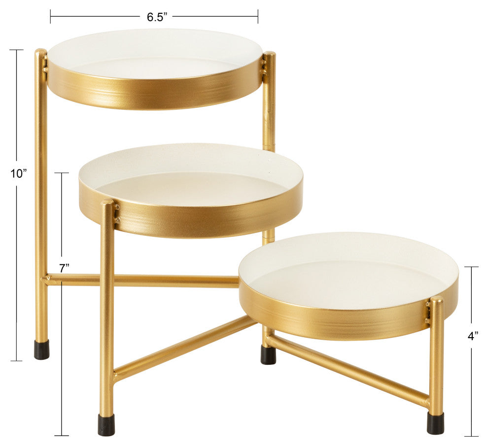 Finn Tiered Tabletop Planter, White Gold