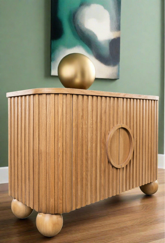 Lucca Fluted Accent Cabinet With Ball Legs