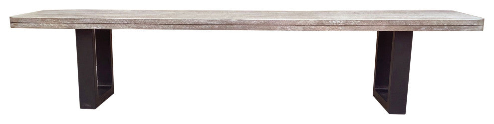 Curvet Mango Wood & Steel Sled Base Bench