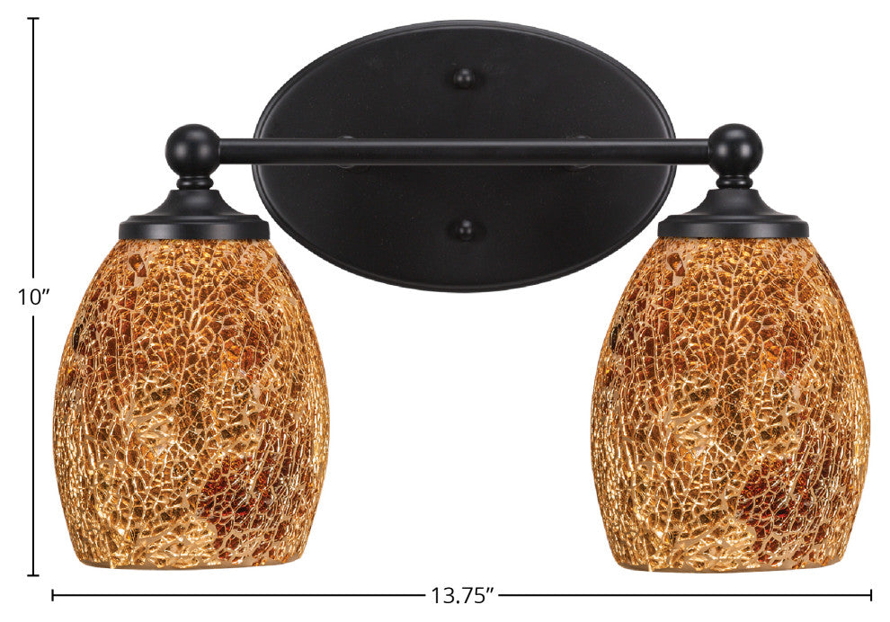 Capri 2-Light Bath Bar, Matte Black/Gold Fusion