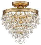 Calypso 6 Light Mini Chandelier in Vibrant Gold with Clear Glass Drops Crystal