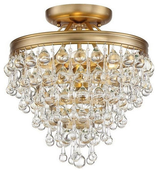 Calypso 6 Light Mini Chandelier in Vibrant Gold with Clear Glass Drops Crystal
