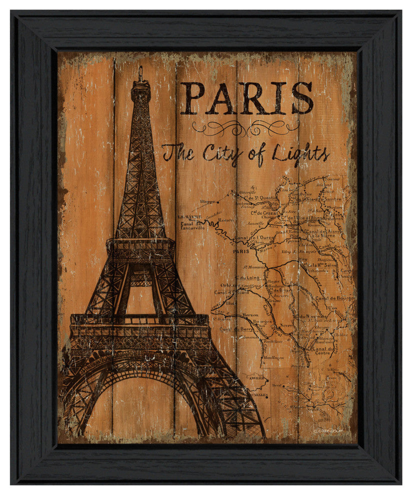 "Paris Travel Poster" By Debbie DeWitt, Printed Wall Art, Black Frame