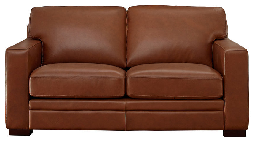 Hydeline Dillon Top Grain Leather Sofa Collection, Cinnamon Brown, Loveseat