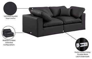 Comfy Upholstered Modular Sofa, Black, 2-Piece: 2 Corner Chair, Vegan Leather