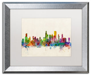 'Chicago, Illinois' Silver Framed Canvas Art by Michael Tompsett