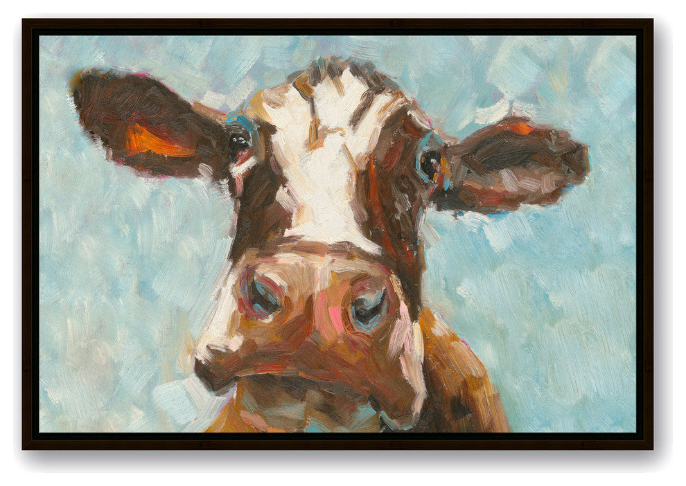 Curious Cow 1 Canvas Wall Art, 20"x30", Framed