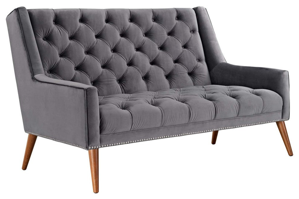 Modern Gray Peruse Velvet Loveseat