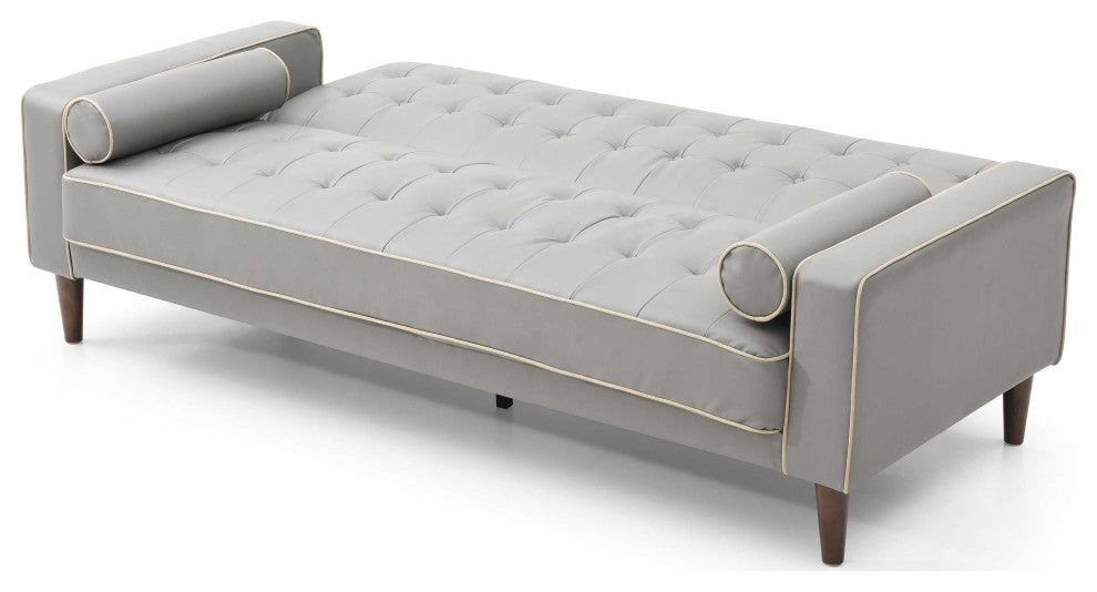 Andrews 85 in. W Flared Arm Faux Leather Straight Sofa, Gray