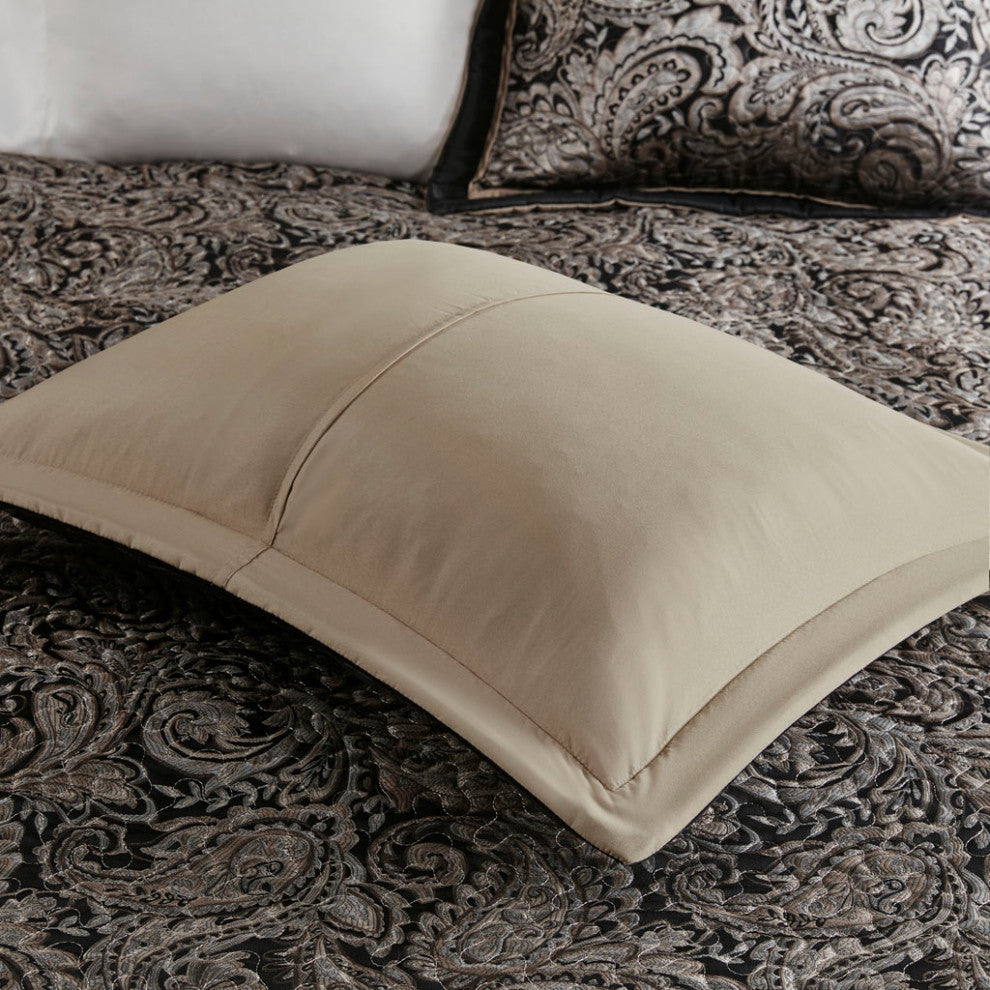 Madison Park Aubrey 5 Piece Reversible Jacquard Bedspread Set, Black