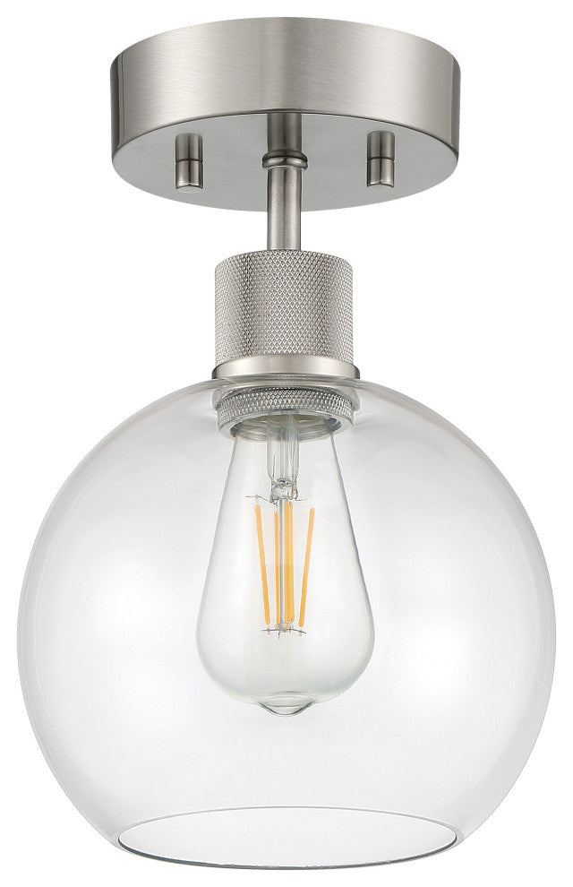 Access Lighting 63148LEDDLP/CLR Port Nine 8"W LED Semi-Flush - Brushed Steel