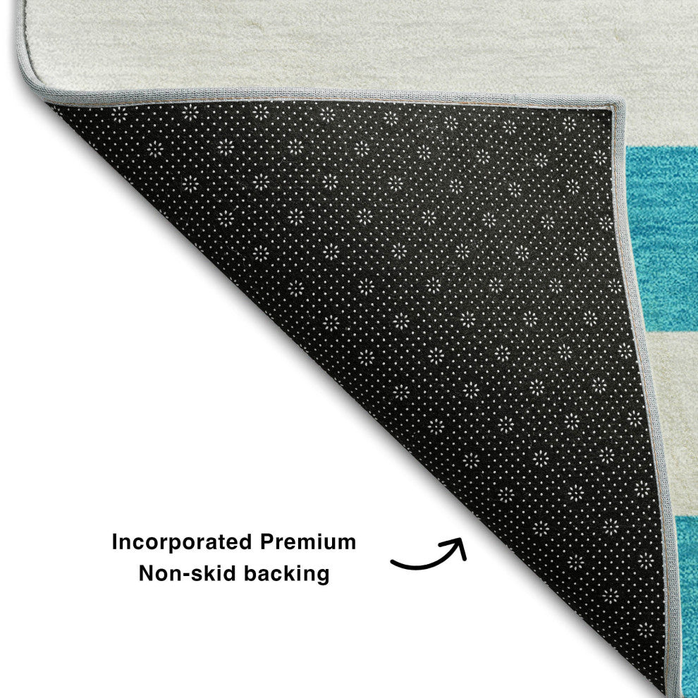 Premium Machine Washable Mayfield AMF528 Teal 8' x 10' Rug