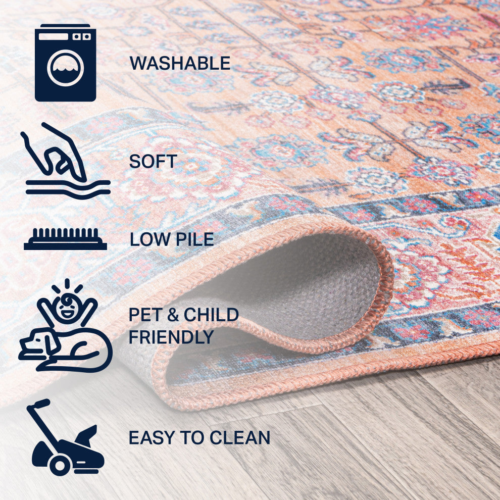 All-Over Persian Machine Washable Indoor Multi Area Rug, Multi, 9 Ft. X 12 Ft.