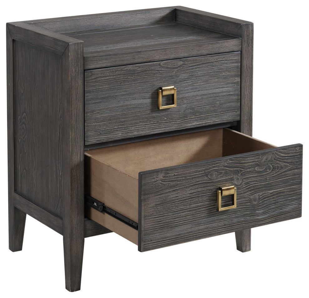 Portia 2-Drawer Nightstand With USB Port, Brushed Brindle