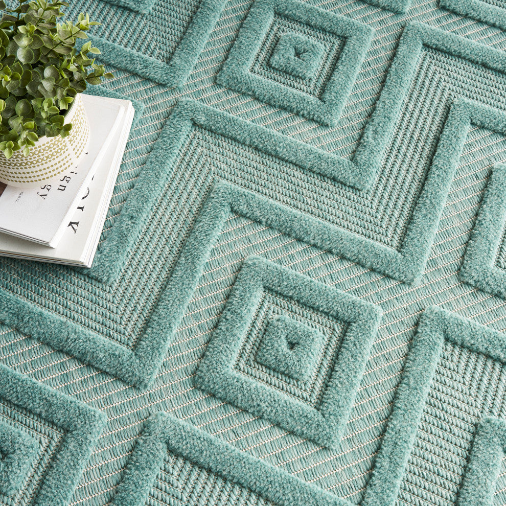 Nourison Versatile 8' x 10' Aqua/Teal Modern Area Rug