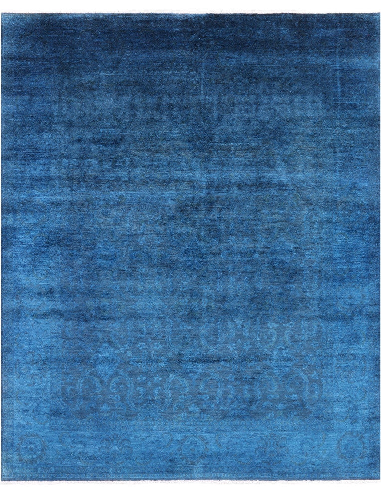 7' 9" X 9' 9" Full Pile Overdyed Hand Knotted Wool Rug - Q12856