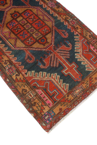 Fine Vintage Distressed Bitanig Charcoal/Rust Runner, 3'4x10'4