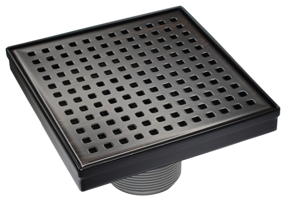 HEATGENE Square Shower Drain With Flat Cover, Venetian Bronze, 6"