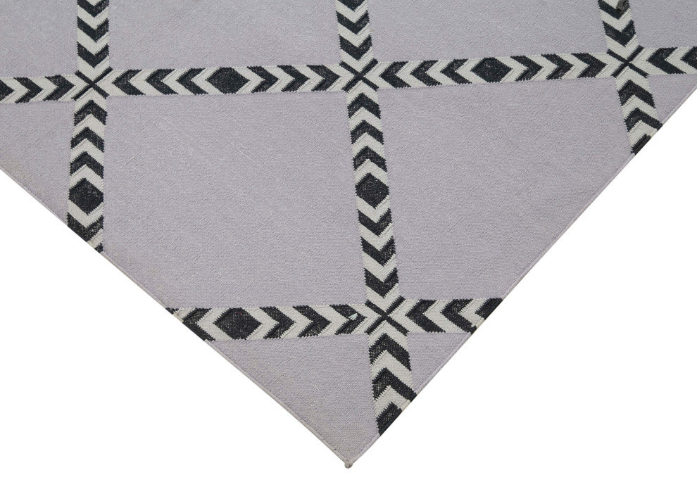 Rug N Carpet - Handmade Wool 3' 6'' x 4' 11'' Modern Design Dhurrie Kilim Rug