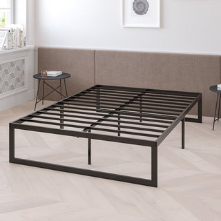 14" Metal Platform Bed Frame w/10" Mattress (No Box Spring Required), King