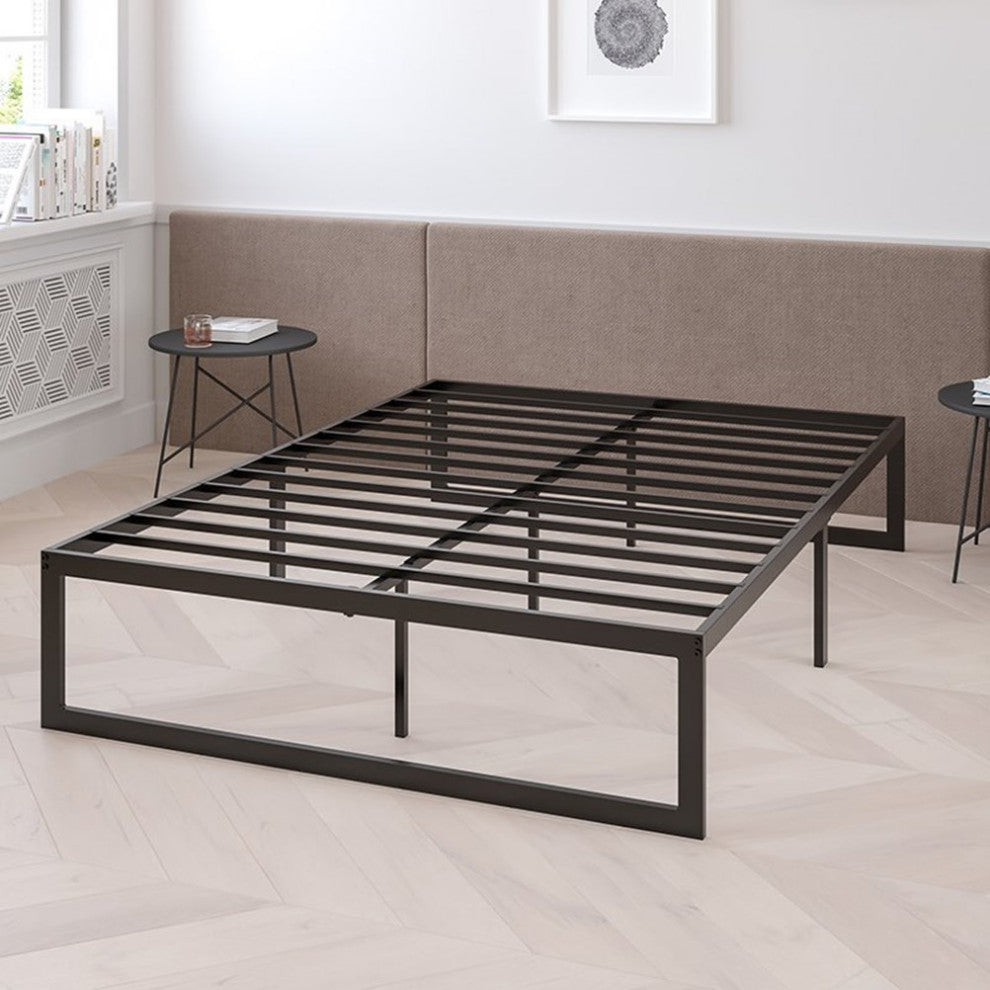 14" Metal Platform Bed Frame w/10" Mattress (No Box Spring Required), King
