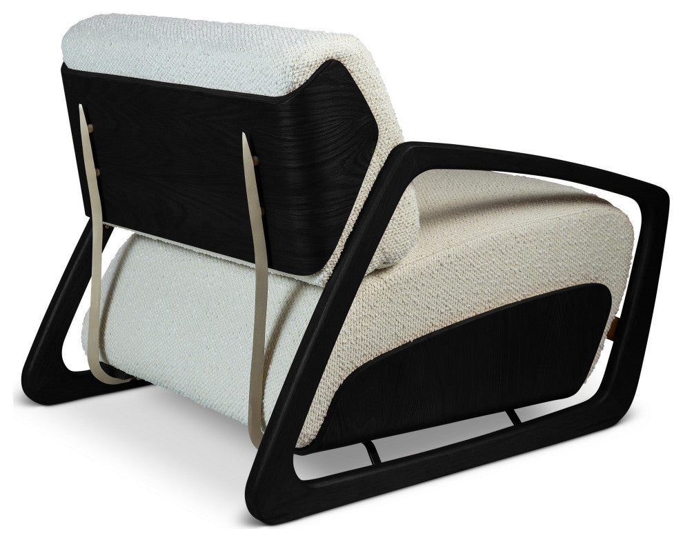 Modern Brazilian, Hector, Accent Chair, Boucle Ivory Upholstery