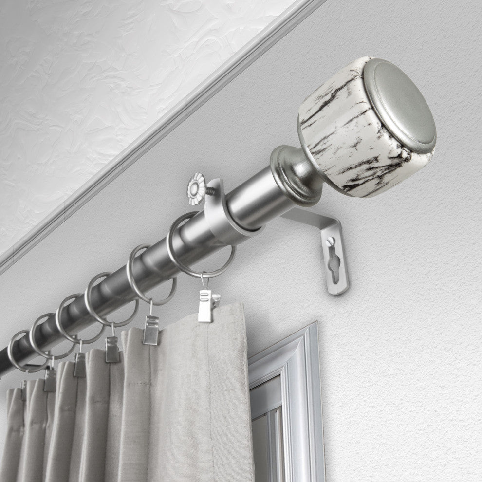 Kaylee 1" Diameter Curtain Rod, Satin Nickel, 28-48"