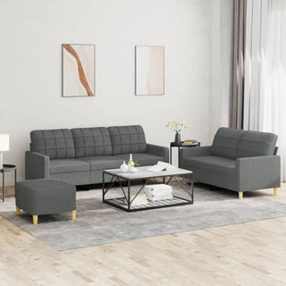 vidaXL Sofa Set with Cushions Sectional Sofa Couch 3 Piece Dark Gray Fabric
