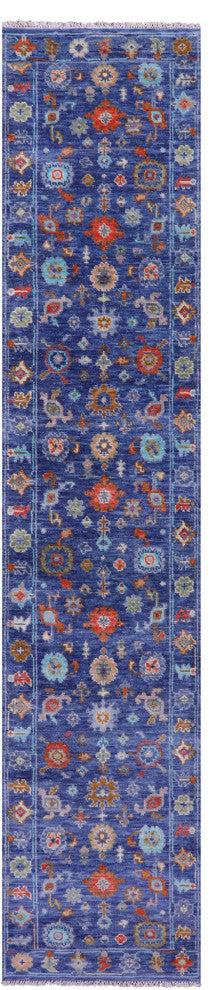 Runner Turkish Oushak Handmade Wool Rug 2' 7" X 12' 4" - Q15498