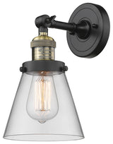 1-Light Small Cone 6" Sconce, Black Antique Brass, Glass: Clear