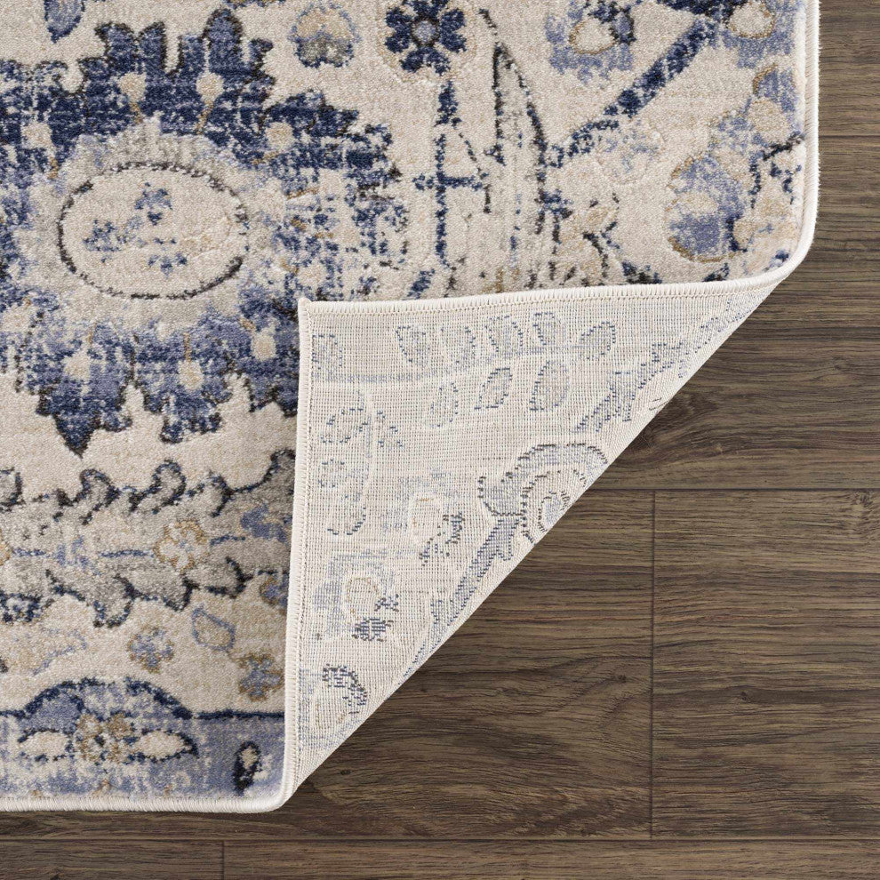 Hauteloom Georgiana Beige & Blue Area Rug, 2'x2'11" Rectangle